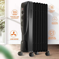 HKM-880851 Mini Oil-Filled Radiator Heater with Adjustable Thermostat and Overheat Protection for Home and Office Use