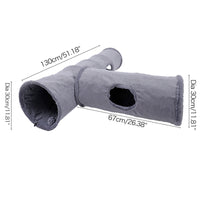 HKM-8808893 Collapsible Soft Suede Cat Tunnel for Kittens and Small Pets - Grey, Two Sizes Available