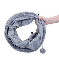 HKM-8808893 Collapsible Soft Suede Cat Tunnel for Kittens and Small Pets - Grey, Two Sizes Available