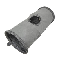 HKM-8808893 Collapsible Soft Suede Cat Tunnel for Kittens and Small Pets - Grey, Two Sizes Available