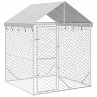 HKM-8809149 Spacious Outdoor Dog Kennel with Roof, Galvanized Steel, 2x2x2.5 m