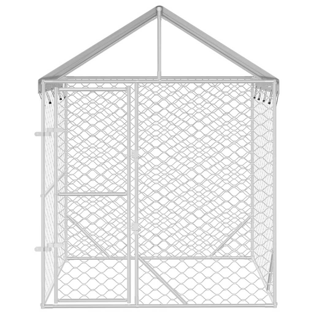 HKM-8809149 Spacious Outdoor Dog Kennel with Roof, Galvanized Steel, 2x2x2.5 m