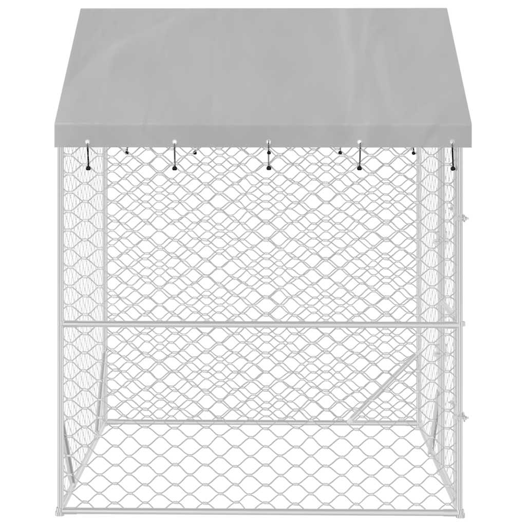 HKM-8809149 Spacious Outdoor Dog Kennel with Roof, Galvanized Steel, 2x2x2.5 m