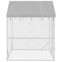 HKM-8809149 Spacious Outdoor Dog Kennel with Roof, Galvanized Steel, 2x2x2.5 m