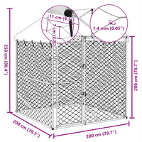HKM-8809149 Spacious Outdoor Dog Kennel with Roof, Galvanized Steel, 2x2x2.5 m