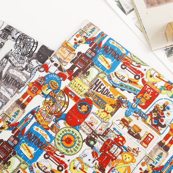 HKM-880915 Vintage Cotton Teddy Bear Fabric for DIY Projects - Half Size 45cm x 110cm