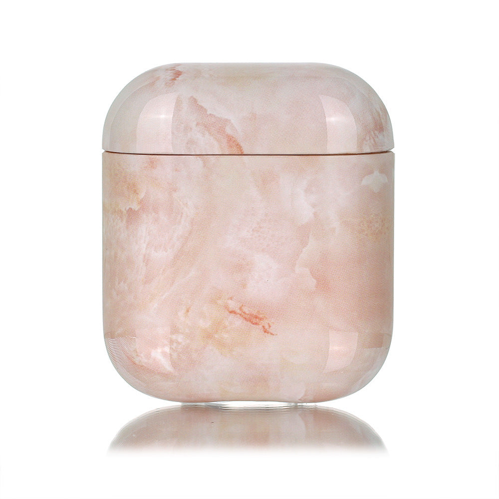 HKM-880979 Marble Leopard Headphone Case for AirPods 1/2 - Clamshell Design, Floral Aesthetic