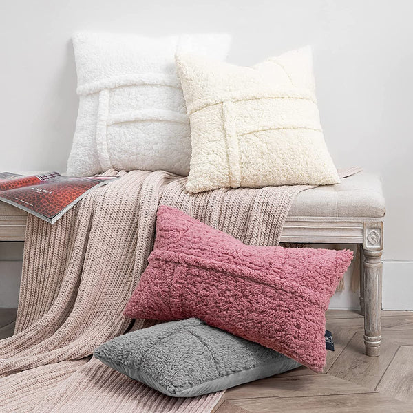 HKM-881043 Reversible Lamb Wool Cushion Cover - Available in Various Colors and Sizes