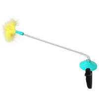HKM-8810685 Self-Healing Plush Cat Collar Toy with Spring Foot and Tap Tease Feature - Lake Blue and Yellow, 23.7x5x11.1cm