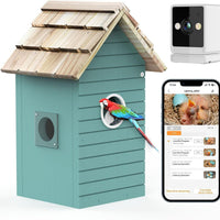 HKM-881171 Smart Bird Feeder Camera with AI Bird Species Identification, 3MP HD Photos, 2.4G Wi-Fi Connectivity, Blue