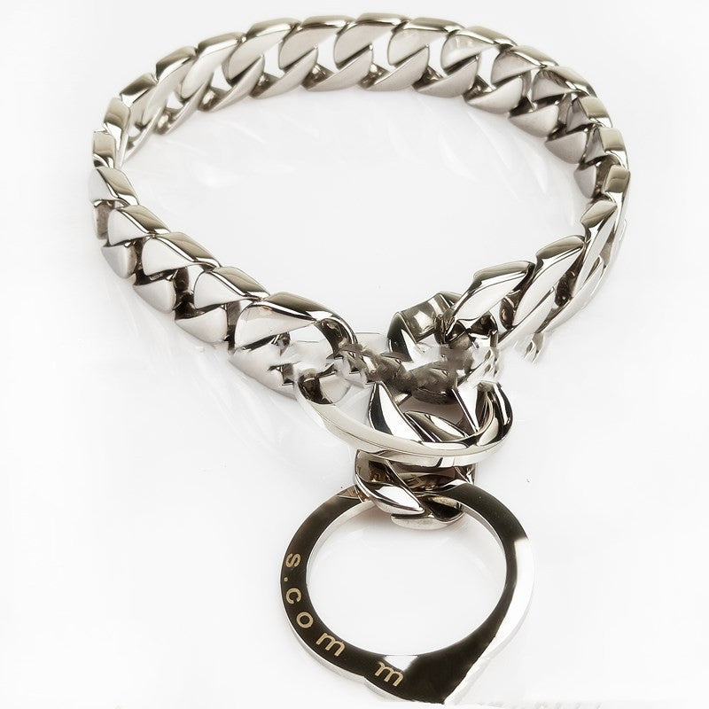HKM-8811837 Mirror Polished Stainless Steel Dog Necklace with Adjustable Chain Lengths