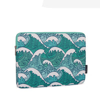 HKM-881299 Breathable Waterproof Shockproof Digital Printing Computer Liner Bag - Available in 11-15 Inch Sizes, Green Wave Design