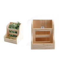 HKM-8813629 Wooden Grass Rack and Food Box for Rabbits and Chinchillas - Space-Saving Design, Non-Toxic Material