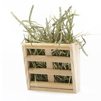 HKM-8813629 Wooden Grass Rack and Food Box for Rabbits and Chinchillas - Space-Saving Design, Non-Toxic Material