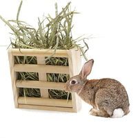 HKM-8813629 Wooden Grass Rack and Food Box for Rabbits and Chinchillas - Space-Saving Design, Non-Toxic Material