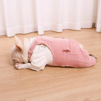 HKM-8816189 Cozy Fleece Bib Pants for Dogs in Misty Lotus Pink, Mocha Green, and Hibiscus Yellow