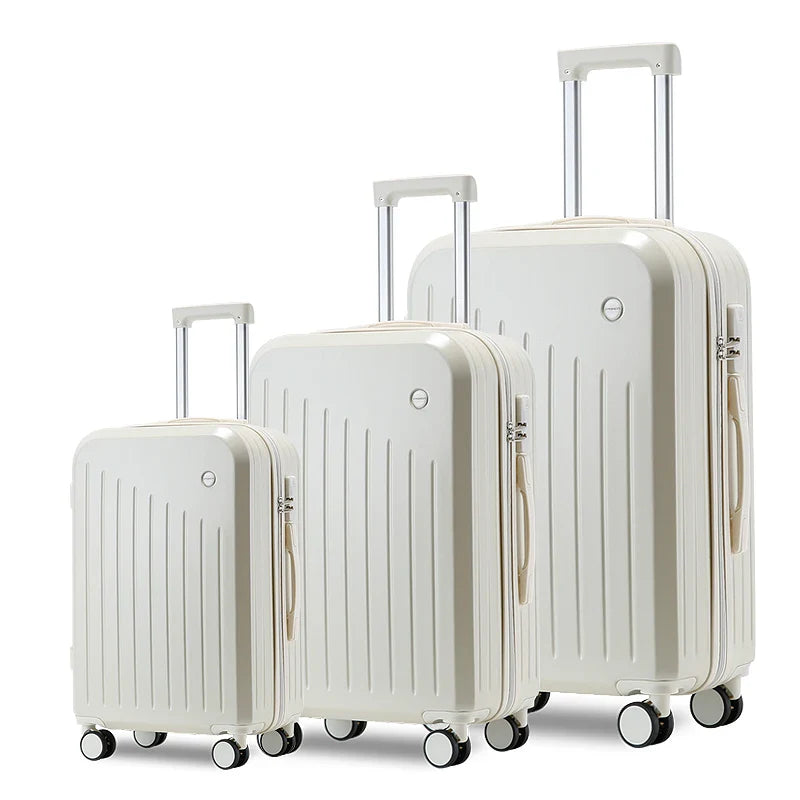 HKM-881619 Carry-On Trolley Bag with Wheels - Durable ABS Luggage Set for Female Travellers