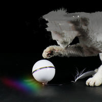 HKM-881683 Replaceable Feather-Proof Charging Rolling Automatic Funny Cat Toy Ball