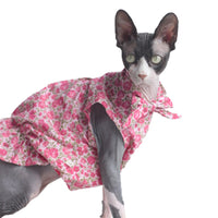 HKM-8817213 Summer Floral Cotton Dress for Sphinx Cats - Lightweight & Stylish