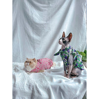 HKM-8817213 Summer Floral Cotton Dress for Sphinx Cats - Lightweight & Stylish