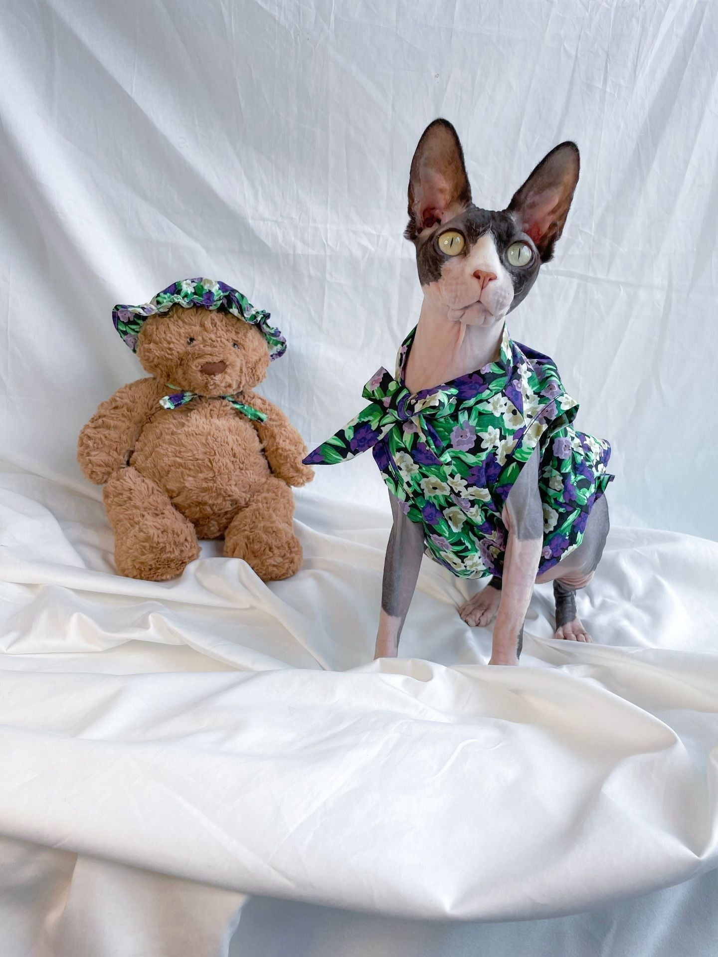 HKM-8817213 Summer Floral Cotton Dress for Sphinx Cats - Lightweight & Stylish