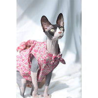 HKM-8817213 Summer Floral Cotton Dress for Sphinx Cats - Lightweight & Stylish