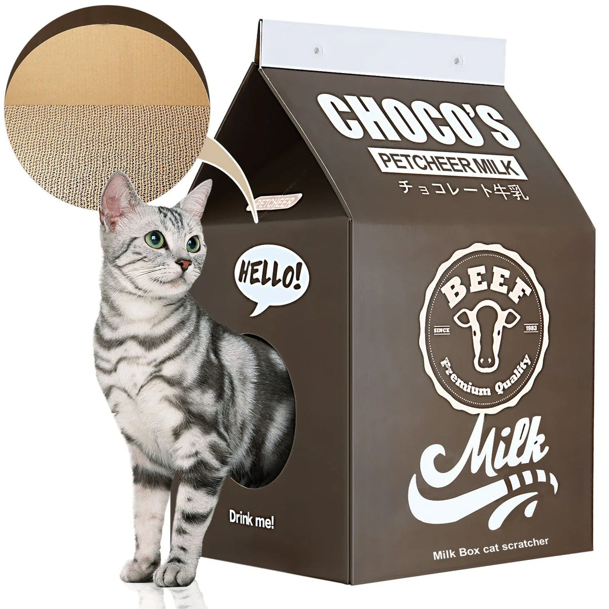 HKM-881747 Durable Corrugated Paper Cat Condo Scratching House for Cats