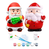 HKM-881811 DIY Vinyl Painting Piggy Bank with Lights and Music - Christmas Deer, Santa Claus, Snowman Sculpture for Kids