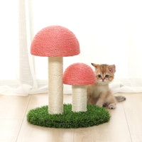 HKM-8818877 Mushroom-Shaped Cat Scratch Post with Natural Linen and Cotton Rope - Coffee Color