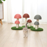 HKM-8818877 Mushroom-Shaped Cat Scratch Post with Natural Linen and Cotton Rope - Coffee Color