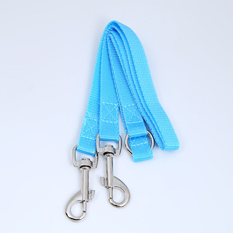 HKM-8819389 Multicolor Double Head Pet Leash, 90cm Nylon Design for Two Dogs