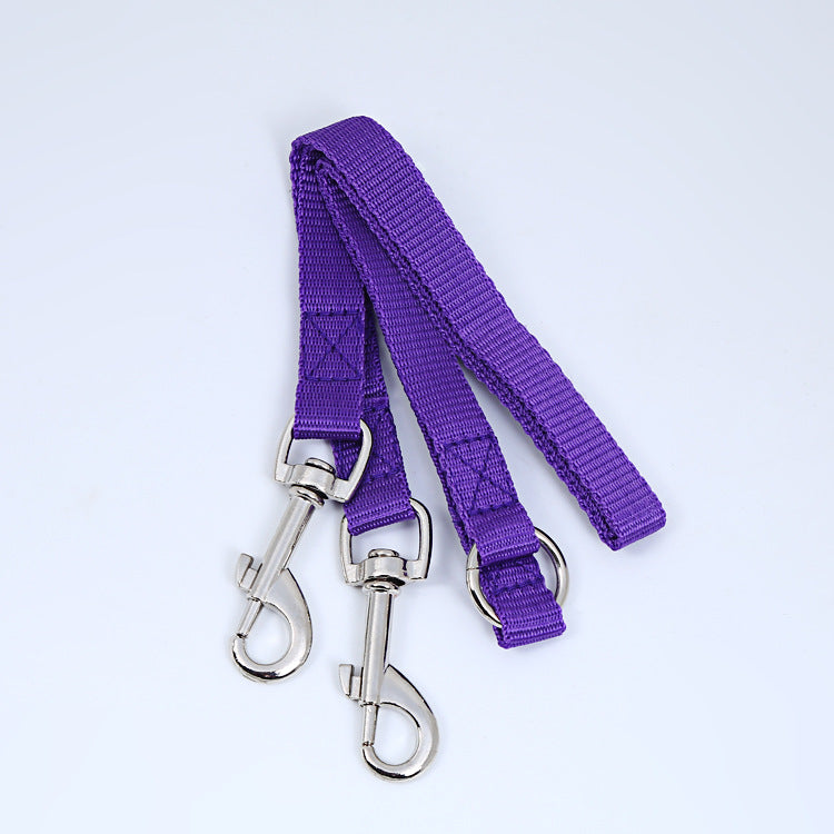 HKM-8819389 Multicolor Double Head Pet Leash, 90cm Nylon Design for Two Dogs