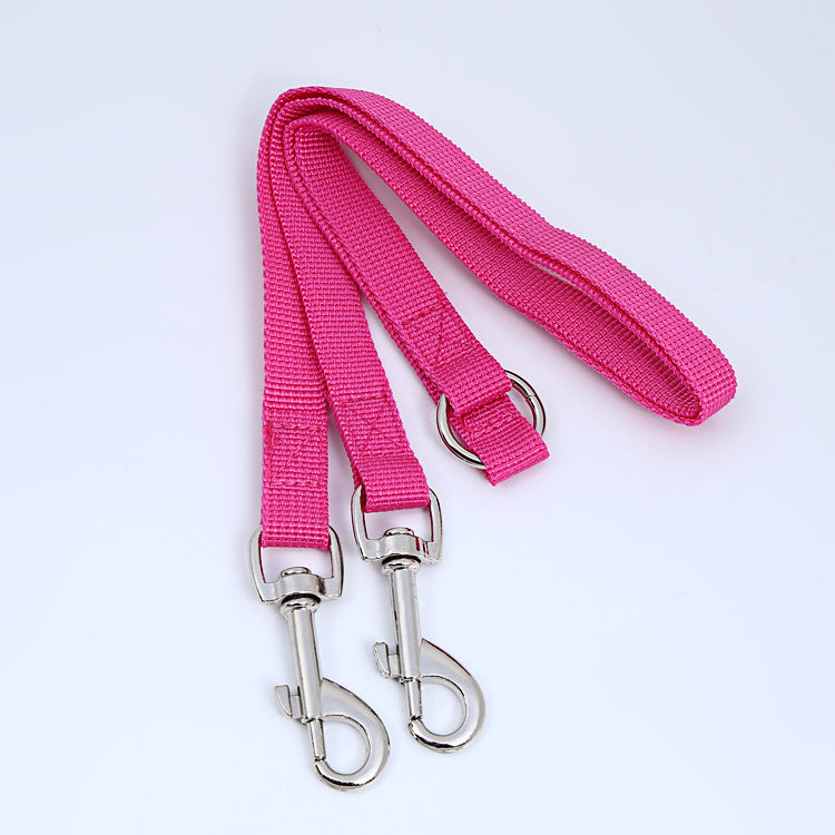 HKM-8819389 Multicolor Double Head Pet Leash, 90cm Nylon Design for Two Dogs