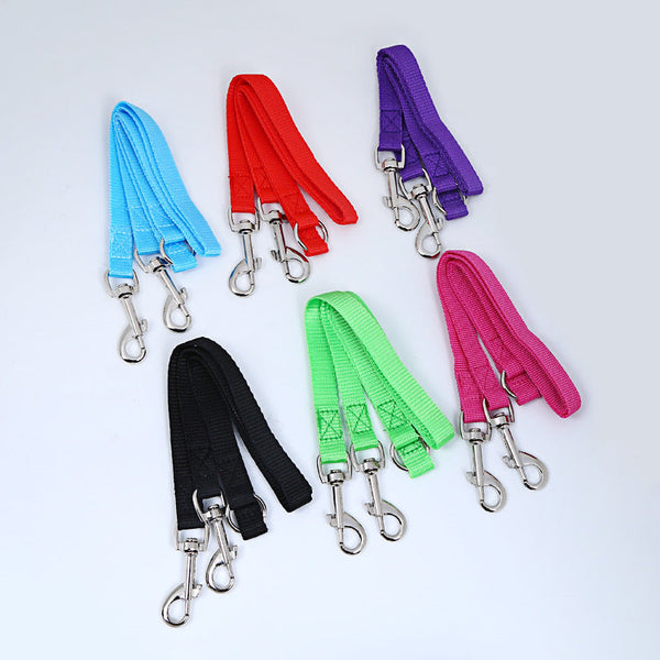 HKM-8819389 Multicolor Double Head Pet Leash, 90cm Nylon Design for Two Dogs