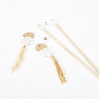HKM-8820413 Wooden Cat Stick Toy with Mouse, Ball, Fish, Bells, and Feathers