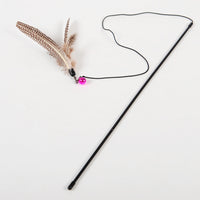 HKM-8820413 Wooden Cat Stick Toy with Mouse, Ball, Fish, Bells, and Feathers