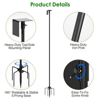 HKM-8821053 Height Adjustable Bird House Pole Kit with Stable 5-Prong Base for Outdoor Bird Feeders