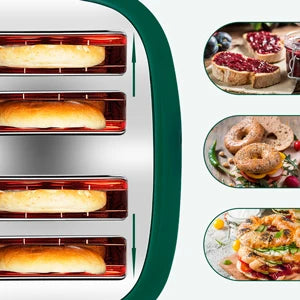 HKM-882131 Stainless Steel 4-Slice Electric Toaster with Sandwich Function and Bread Oven
