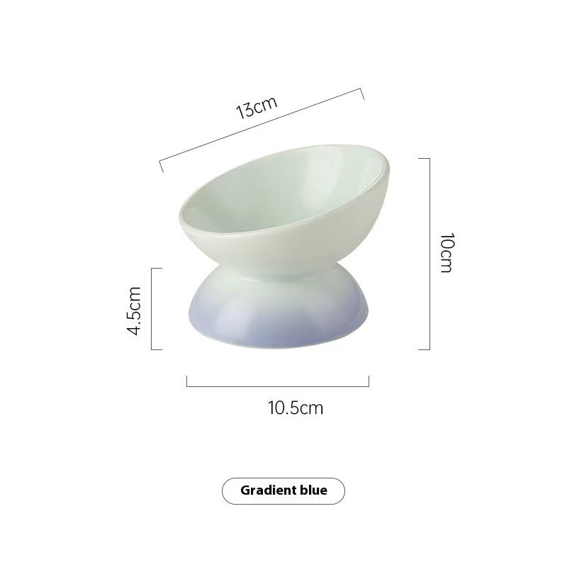 HKM-8821437 Ceramic Cat Bowl with Oblique Mouth and Cervical Spine Protection in Gradient Colors