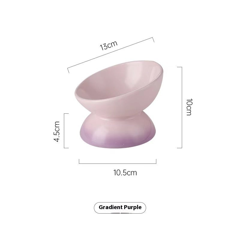 HKM-8821437 Ceramic Cat Bowl with Oblique Mouth and Cervical Spine Protection in Gradient Colors