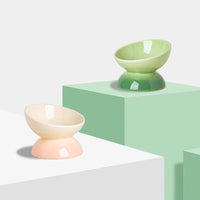 HKM-8821437 Ceramic Cat Bowl with Oblique Mouth and Cervical Spine Protection in Gradient Colors