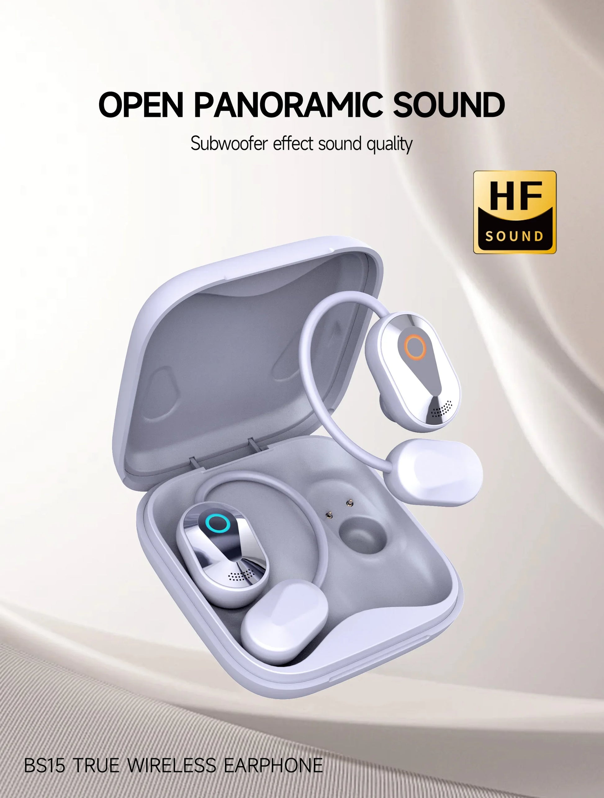 HKM-882387 Wireless Clip-On Earphones with Microphone - HD Sport Stereo Mini Headphones