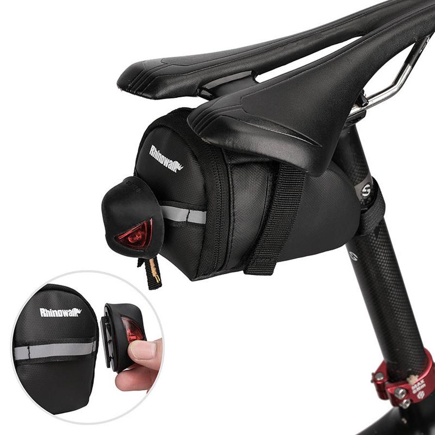 HKM-882451 Lightweight Black Bicycle Saddle Bag - 1L Polyester Tail Storage Kit