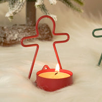 HKM-882515 Gingerbread Man Small Iron Candlestick for Christmas Decoration - Available in Red and Green