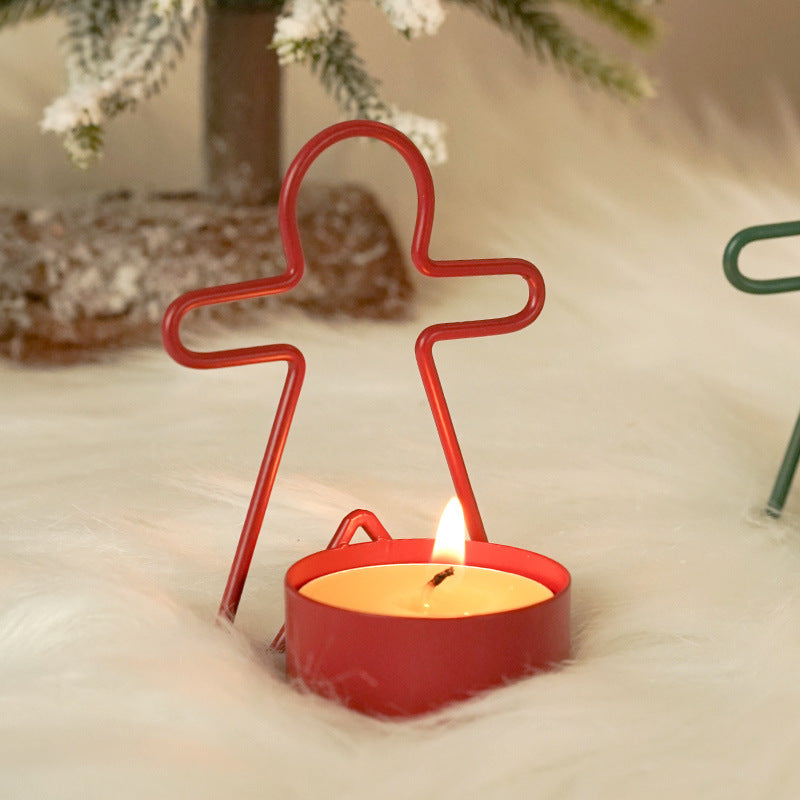 HKM-882515 Gingerbread Man Small Iron Candlestick for Christmas Decoration - Available in Red and Green