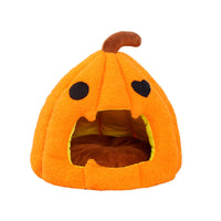 HKM-8825405 Cozy Pumpkin Cat and Dog Bed - Semi-Enclosed Warm Nest for Small Pets