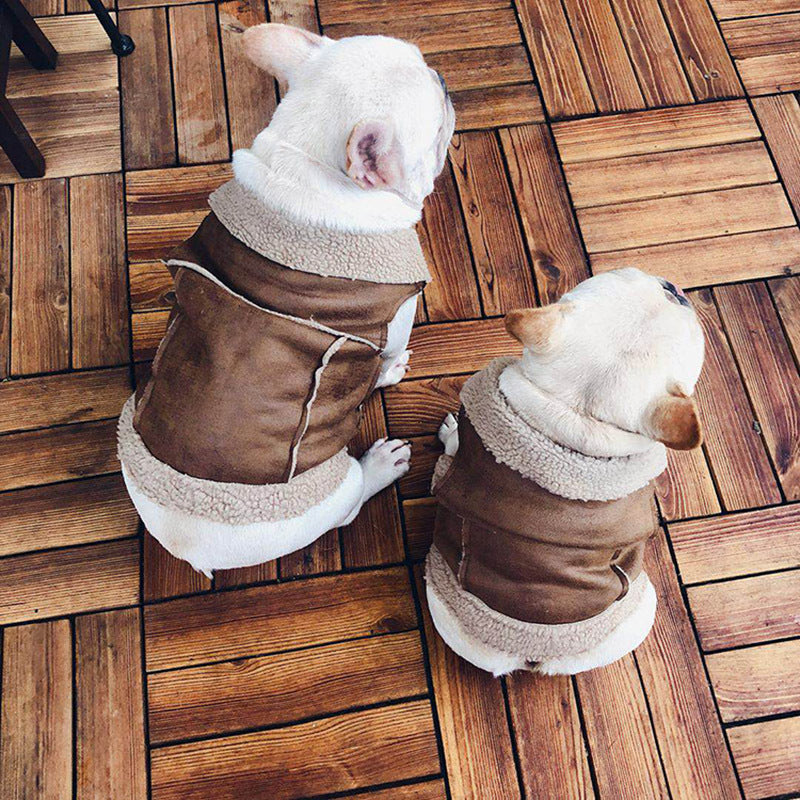 HKM-8825917 Autumn and Winter Cotton Vest in Brown Plaid for Pets, Size M to XXL