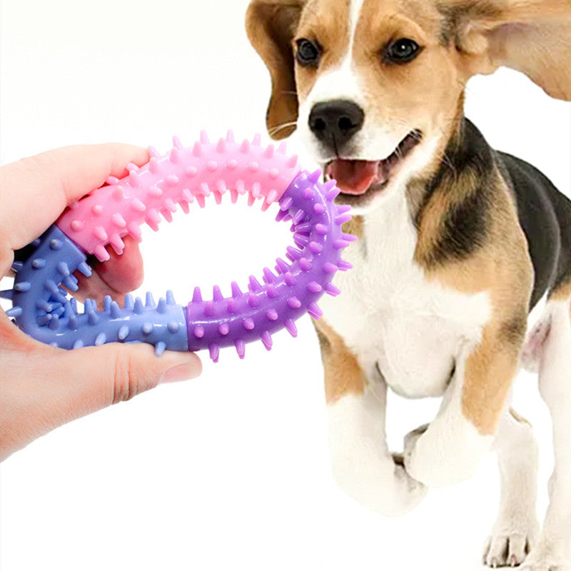 HKM-8826173 Three-Color TPR Dog Molar Chew Toy Ring for Pets