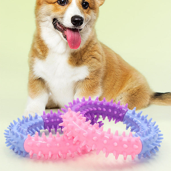 HKM-8826173 Three-Color TPR Dog Molar Chew Toy Ring for Pets