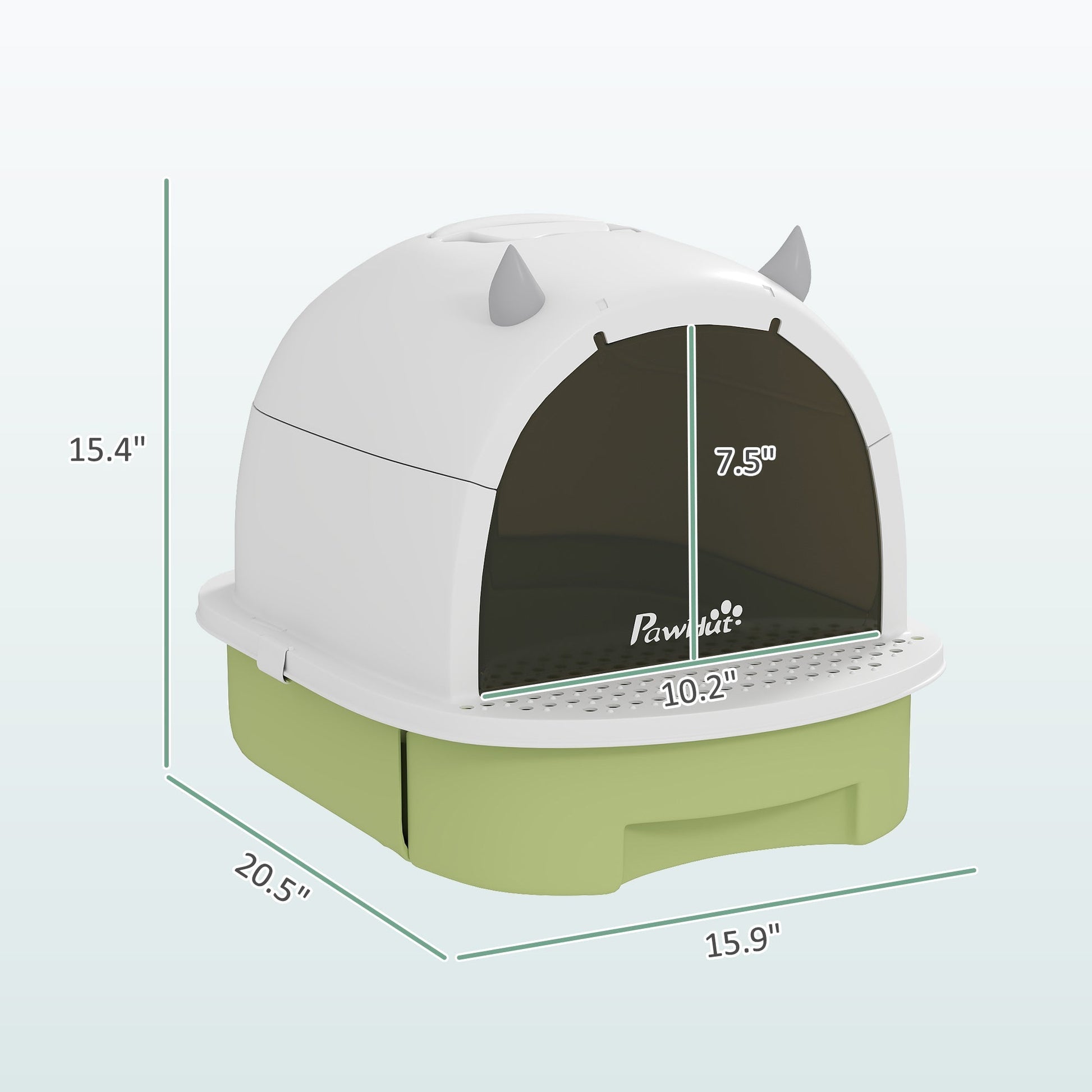HKM-8826813 Enclosed Cat Litter Box with Translucent Flap, Easy Clean Drawer, Deodorizing Bags, Green